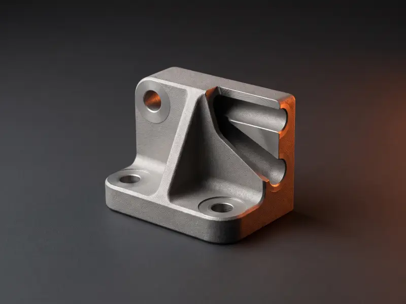 SLM-Metallteil mit rauer, gesinterter Oberflaeche
